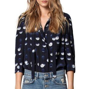 NWT Zadig & Voltaire 100% silk TOUCH DOTS blouse, size S